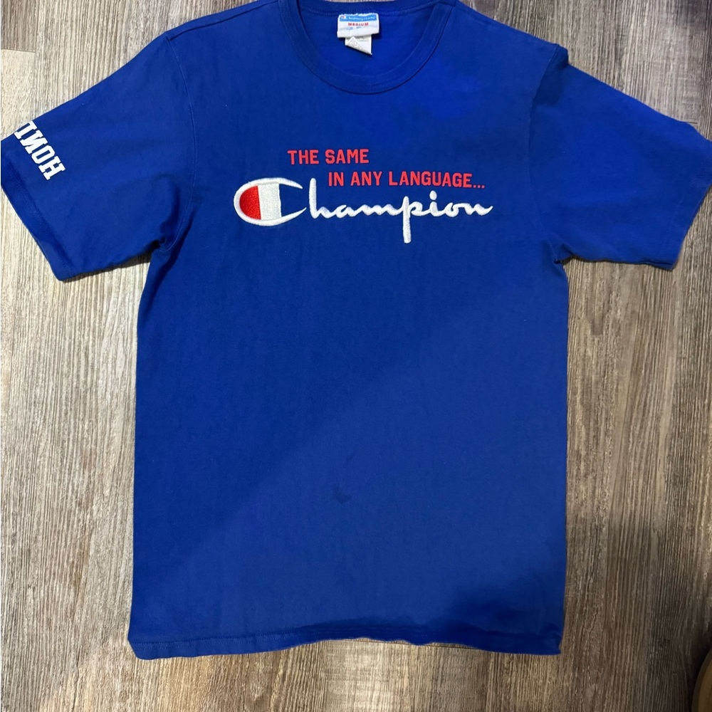 Vintage embroidered Champion Royal Blue Graphic Tee